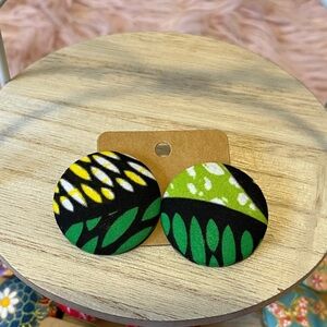 Ankara Fabric Button Earrings | Handmade | Lightweight | Bold Statement